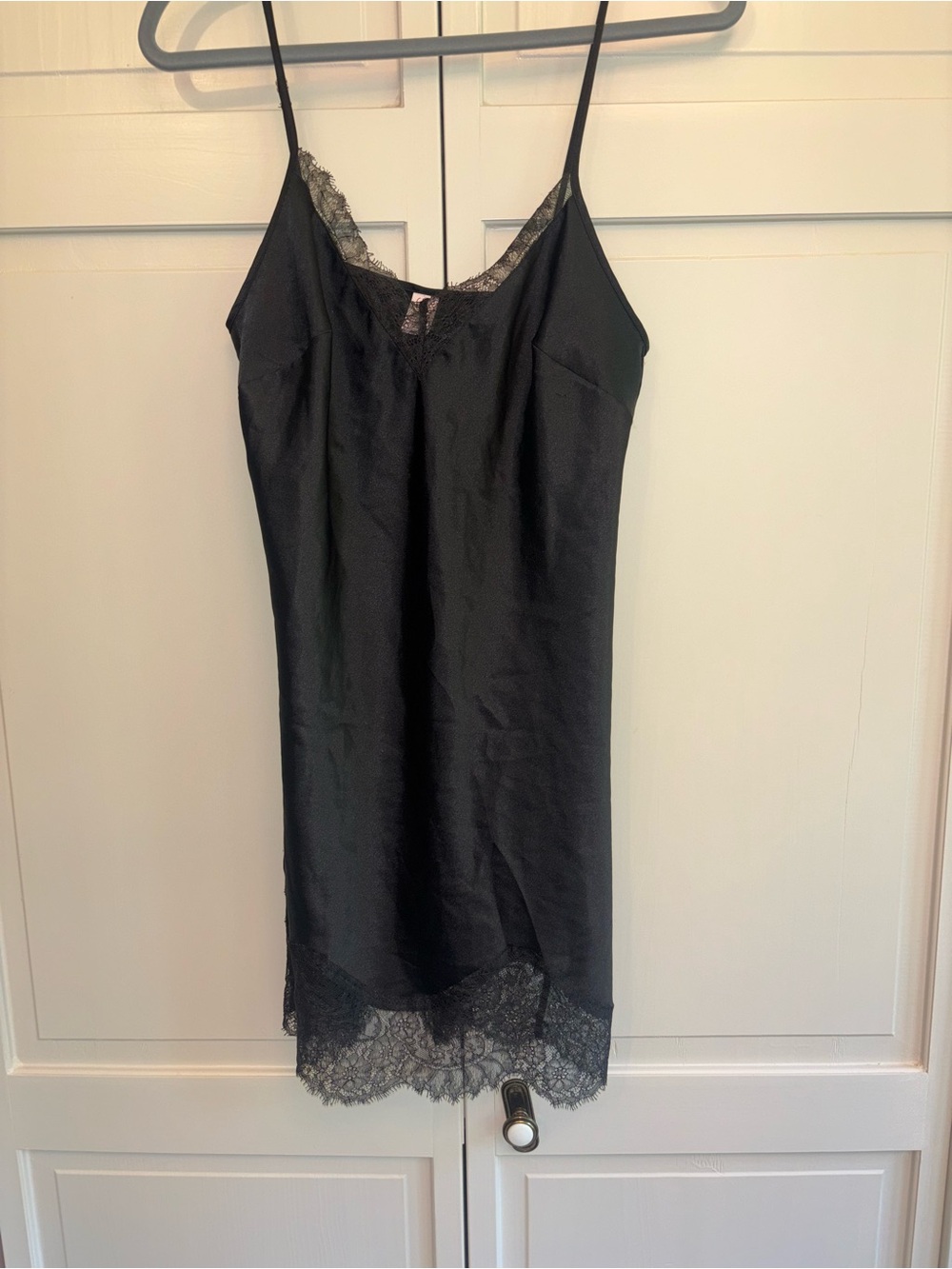 Black Lace Satin Mini Dress by Victoria Secret